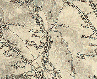 Kentish Town Primrose Hill old Map repro  London 1888 #D6 