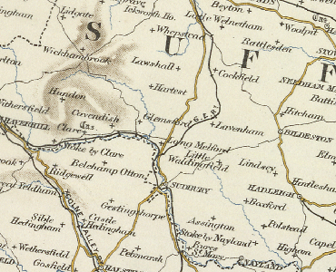 Long Melford old Suffolk map 1925 parts 63 & 72 