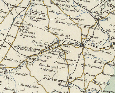 8SE repro Mettingham old map Suffolk 1884 Bungay 